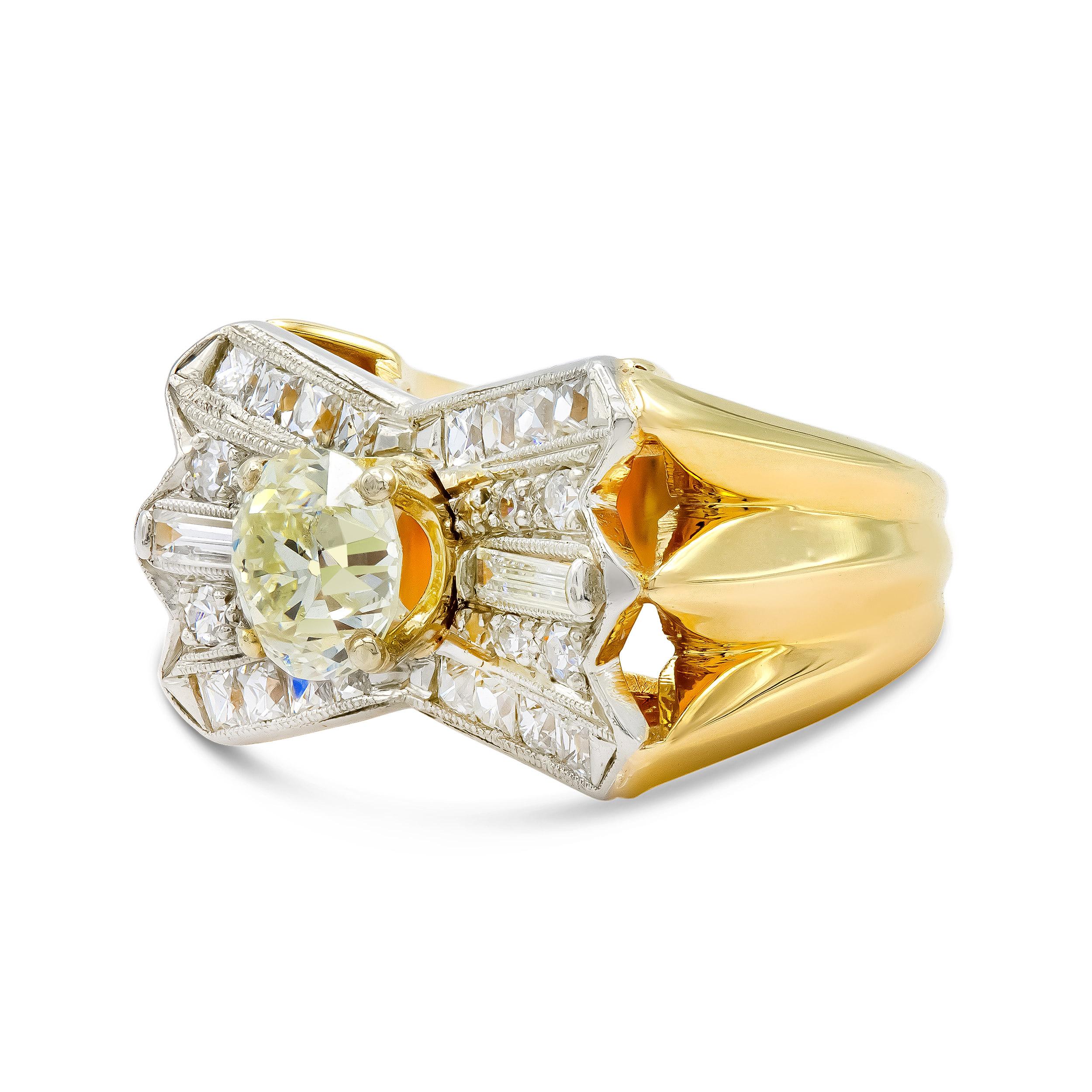 Old European Cut Revive Vintage 1.95 Ct. Diamond Two-Tone Ring O-P SI2 in 14k Gold For Sale