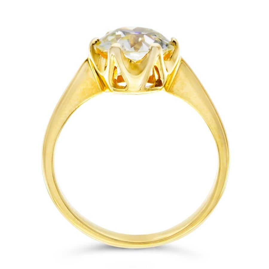 Vintage GIA-zertifiziert 2.04 Karat. Verlobungsring Q VS2 aus 18 Karat Gelbgold (Alteuropäischer Schliff)