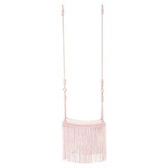 Revoar Hanging Swing Chair Natural Leather Indoor 21st Century Light Pink Color