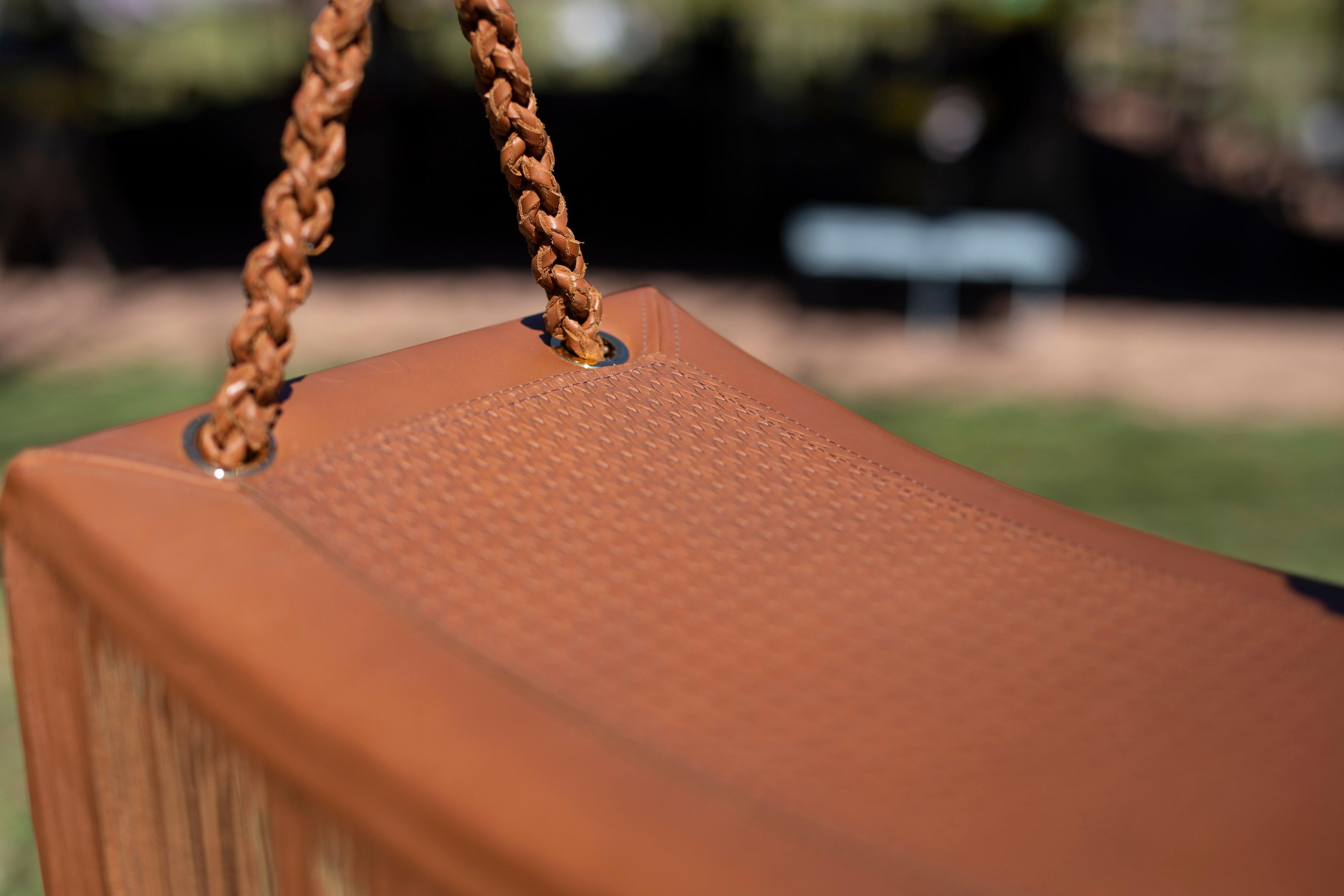 Revoar Swing in Caramel Leather, Modern Style by Marta Manente For Sale 3