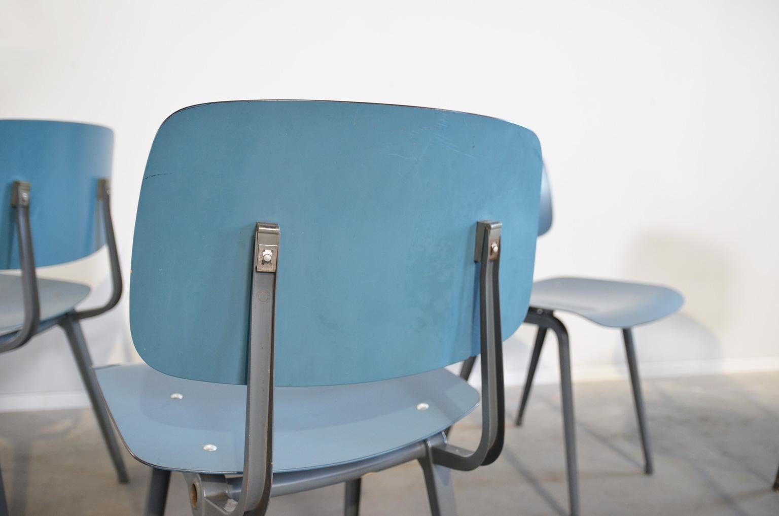 Mid-20th Century Revolt Chairs in Blue by Friso Kramer Blue for Ahrend de Cirkel, Netherlands