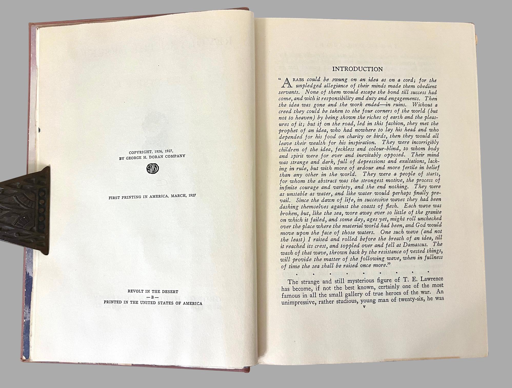 Revolt in the Desert by T.E. Lawrence 1st English and American Editions, 2 Books For Sale 9