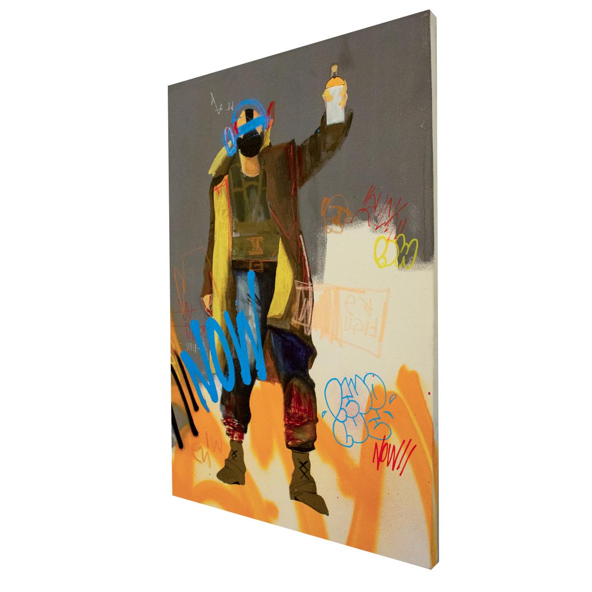 Bane popart pittura spray figurativa acrilica street art contemporanea pop - Mixed Media Art Pop Art di Revolue