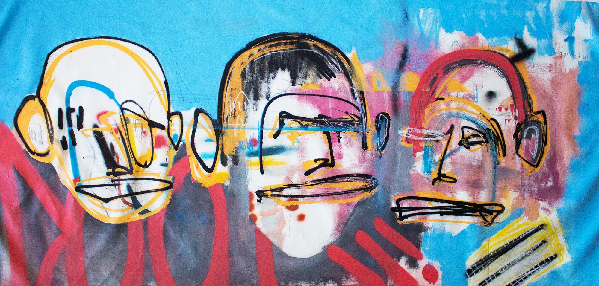 „Weekend“ rotes, Straßenkunst-Graffiti,  Mischtechnik auf Leinwand Contemporary, Pop Art (Abstrakter Expressionismus), Painting, von Revolue
