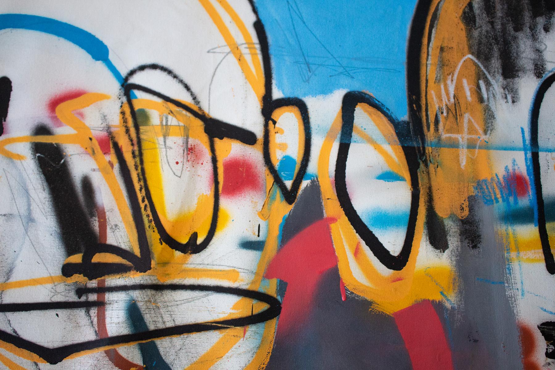 „Weekend“ rotes, Straßenkunst-Graffiti,  Mischtechnik auf Leinwand Contemporary, Pop Art im Angebot 2