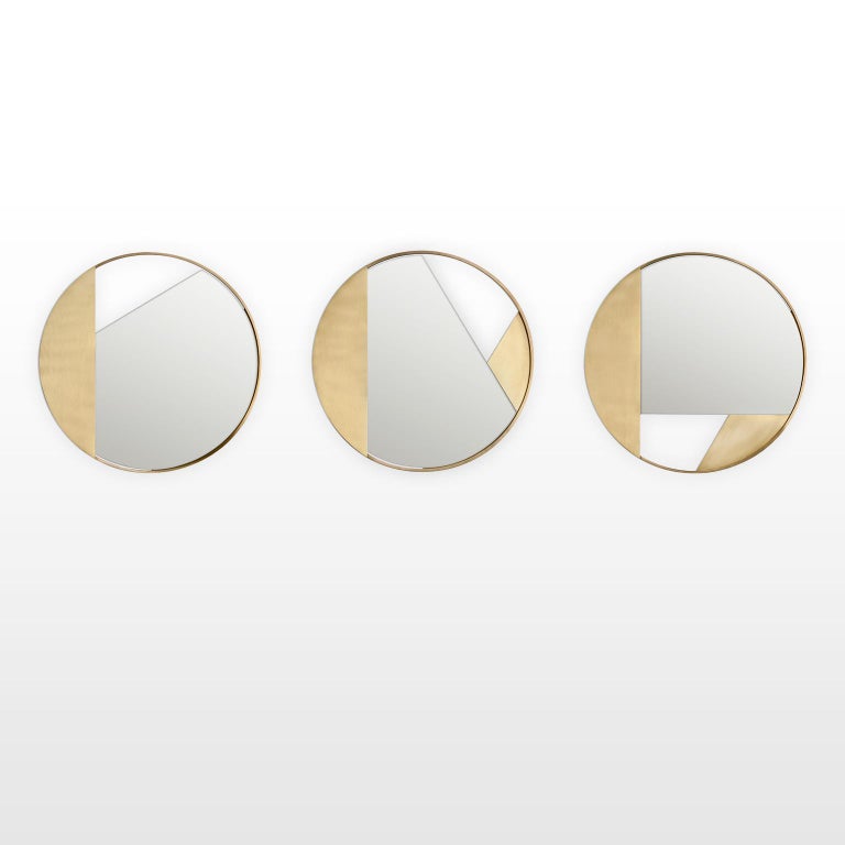 Contemporary Limited Edition Brass Mirror, Revolution 90 V2 by Edizione