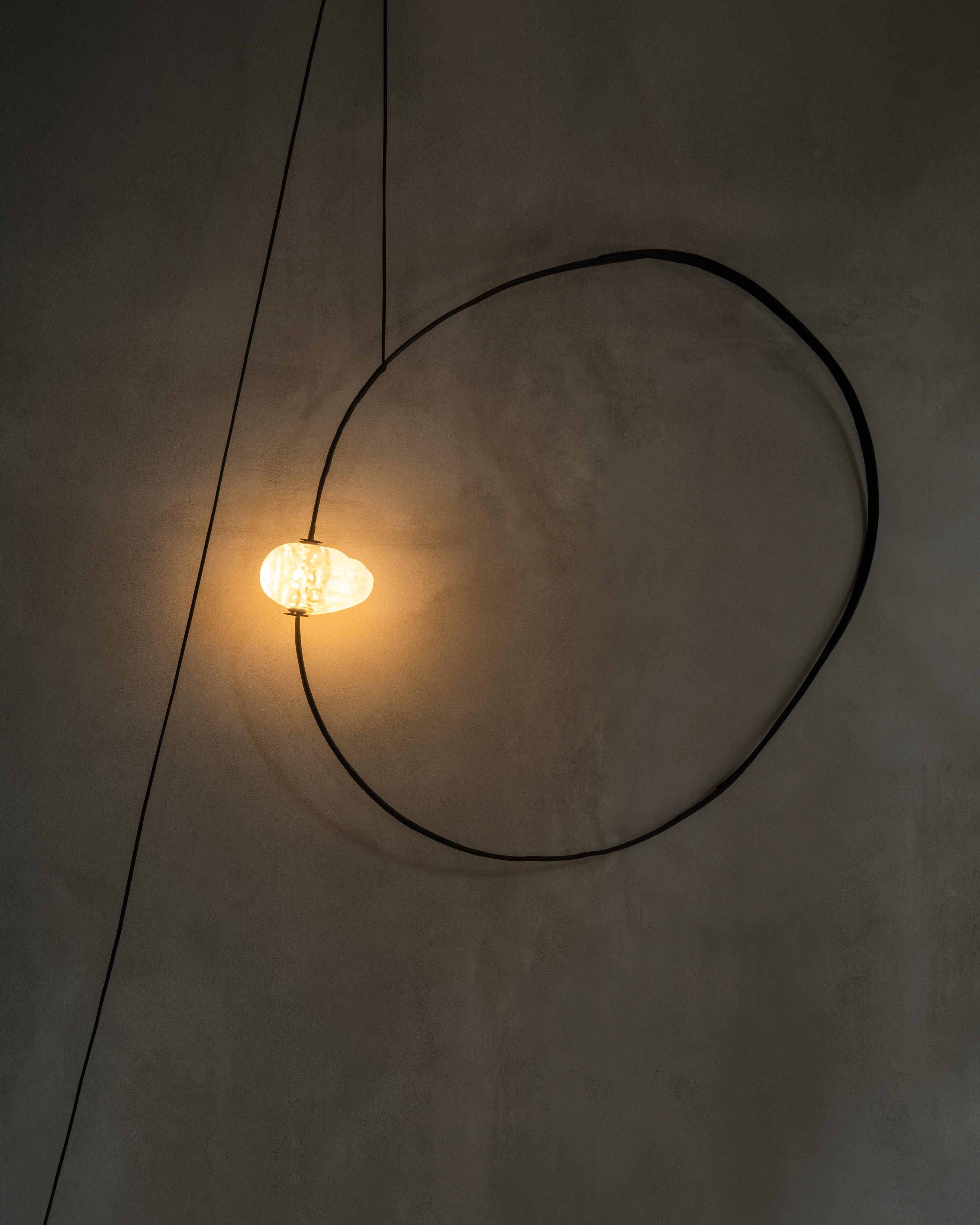 Hand-Blown Glass with Wood Frame Organic Wall Light by Jérôme Pereira In New Condition For Sale In Geneve, CH
