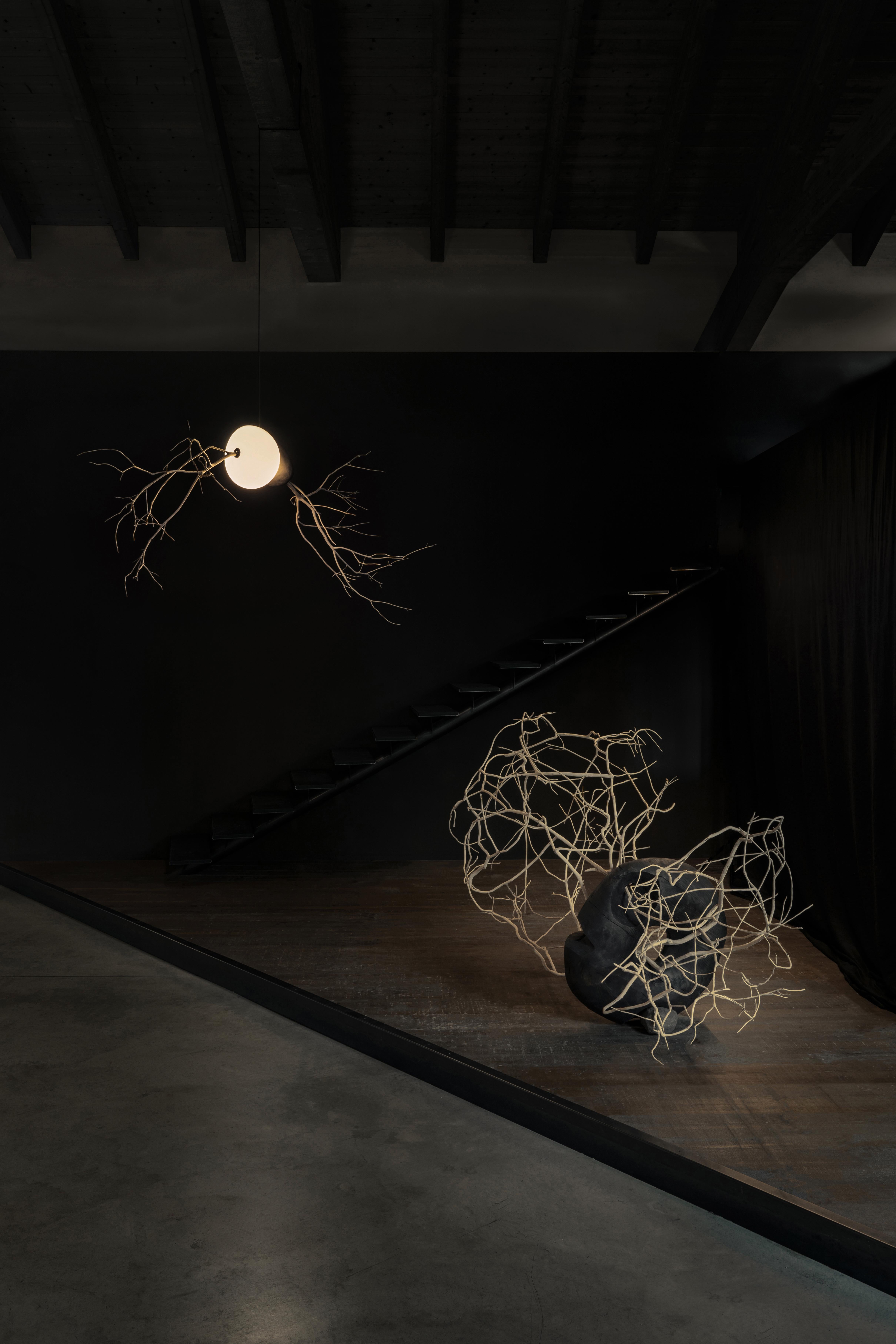 Hand-Blown Glass with Wood Frame Organic Wall Light by Jérôme Pereira For Sale 1