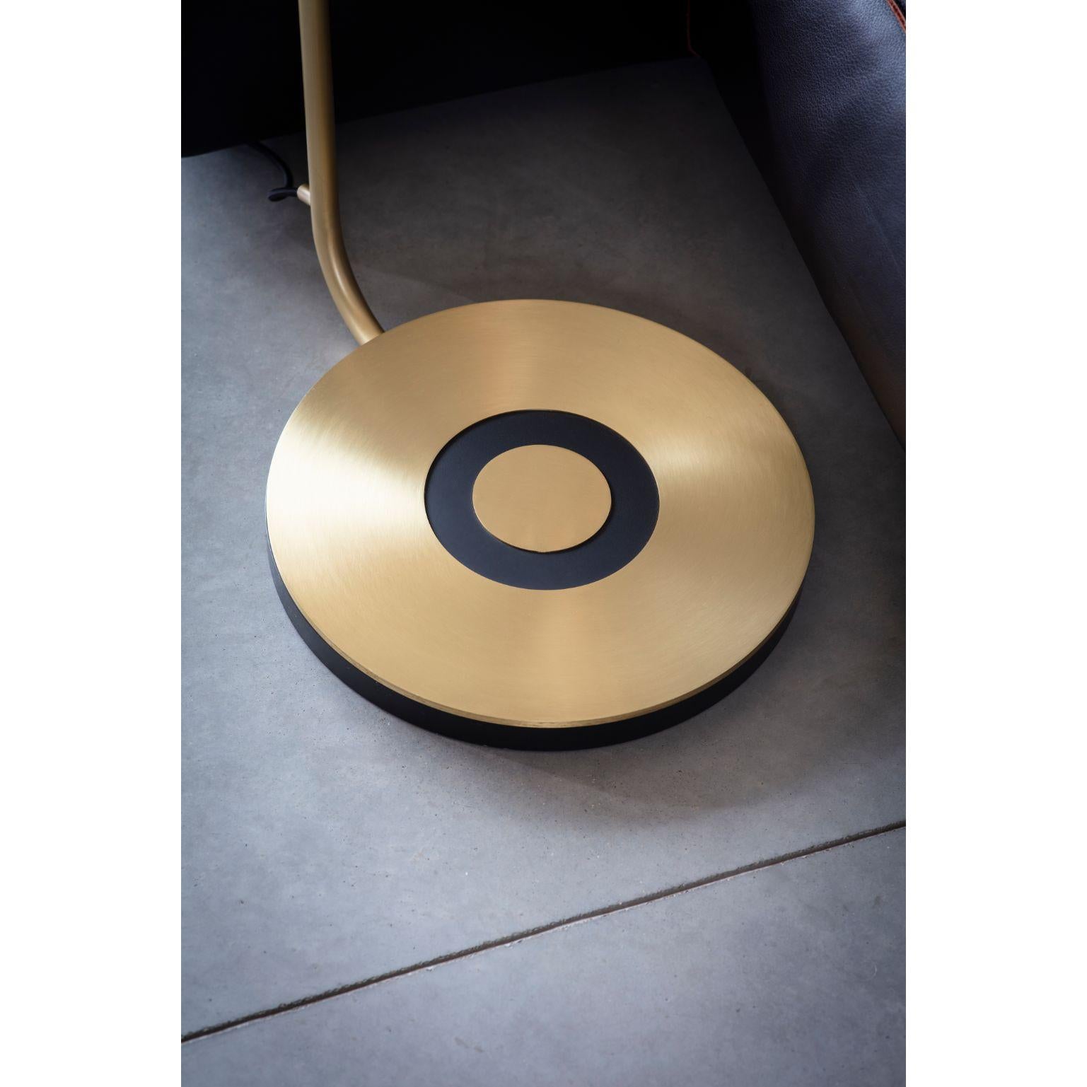 Modern Revolve Floor Lamp, Brushed Brass, Black by Bert Frank For Sale