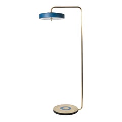 Revolve Floor Lamp, Brushed Brass, Blue by Bert Frank