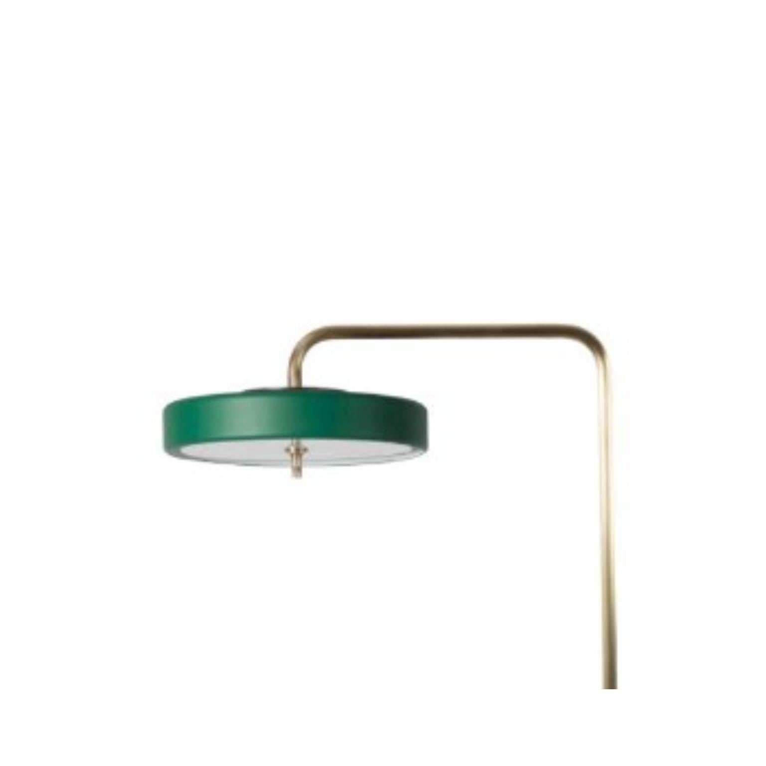 Modern Revolve Floor Lamp, Brushed Brass, Green by Bert Frank