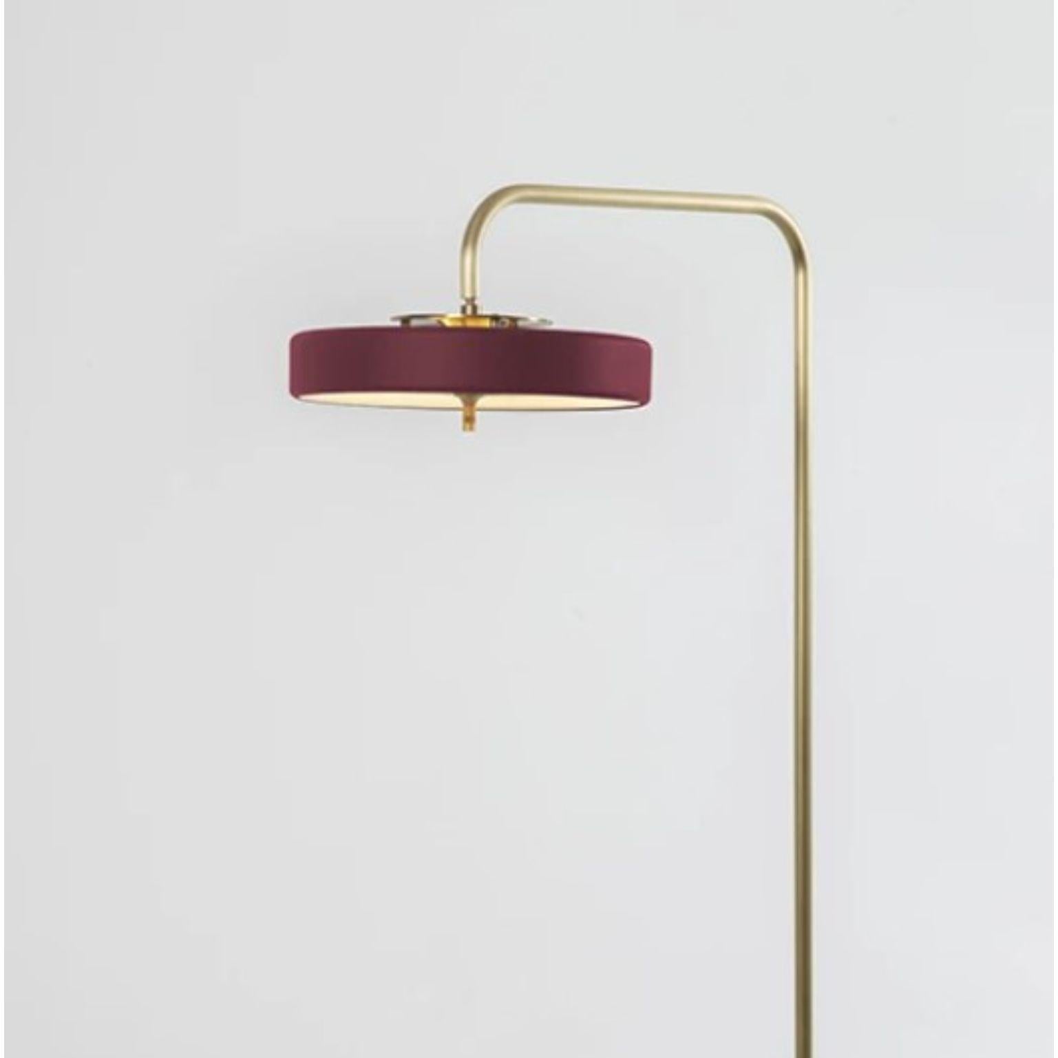 Modern Revolve Floor Lamp, Brushed Brass, Oxblood by Bert Frank For Sale