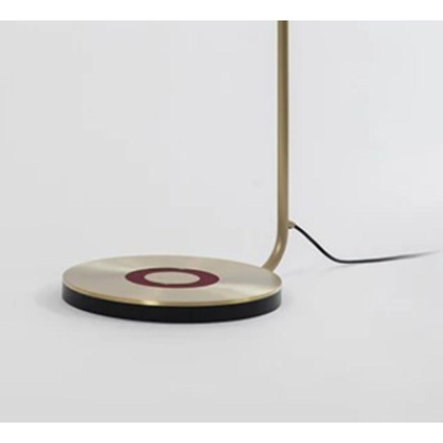 Revolve Floor Lamp, Brushed Brass, Oxblood by Bert Frank In New Condition For Sale In Geneve, CH