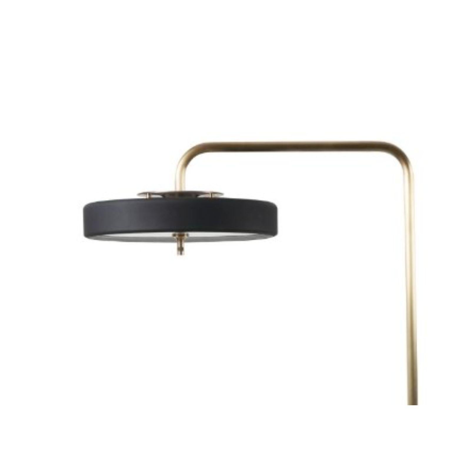 Revolve Floor Lamp, Polished Brass, Black by Bert Frank In New Condition In Geneve, CH