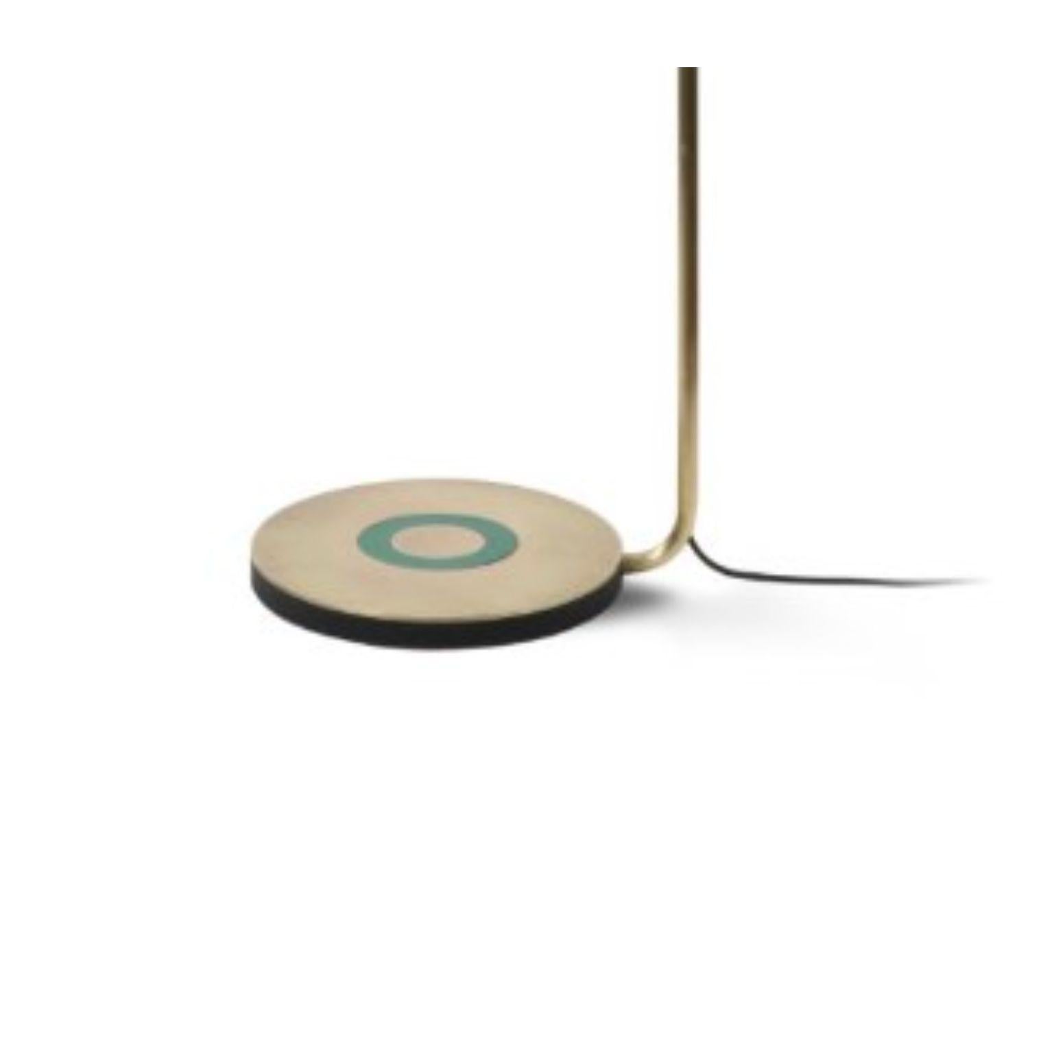 Britannique Lampadaire Revolve, laiton poli, vert, de Bert Frank en vente