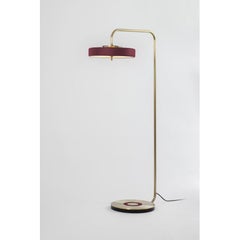 Revolve Floor Lamp, Polished Brass, Oxblood by Bert Frank