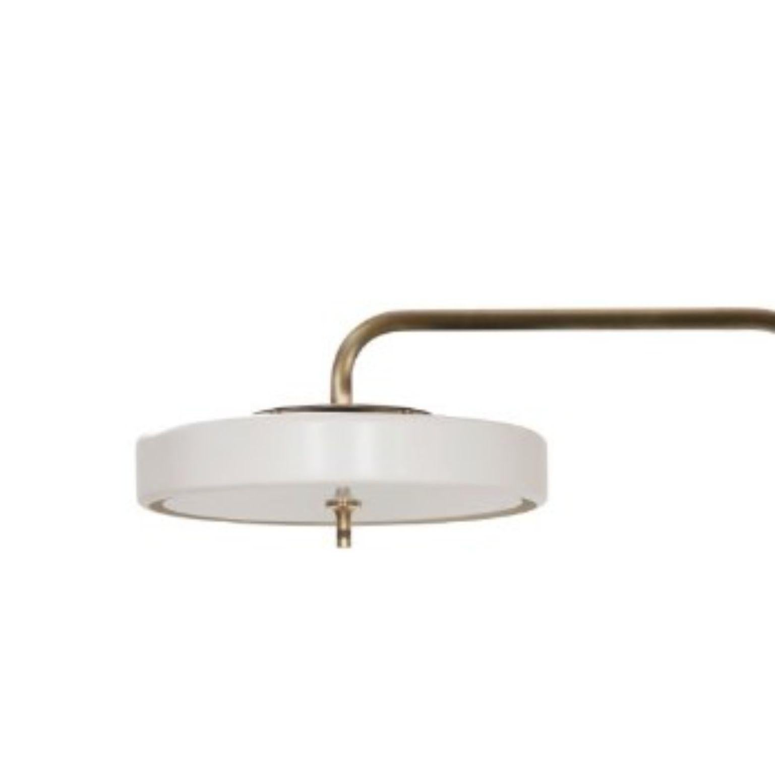British Revolve Floor Lamp, Polished Brass, White by Bert Frank