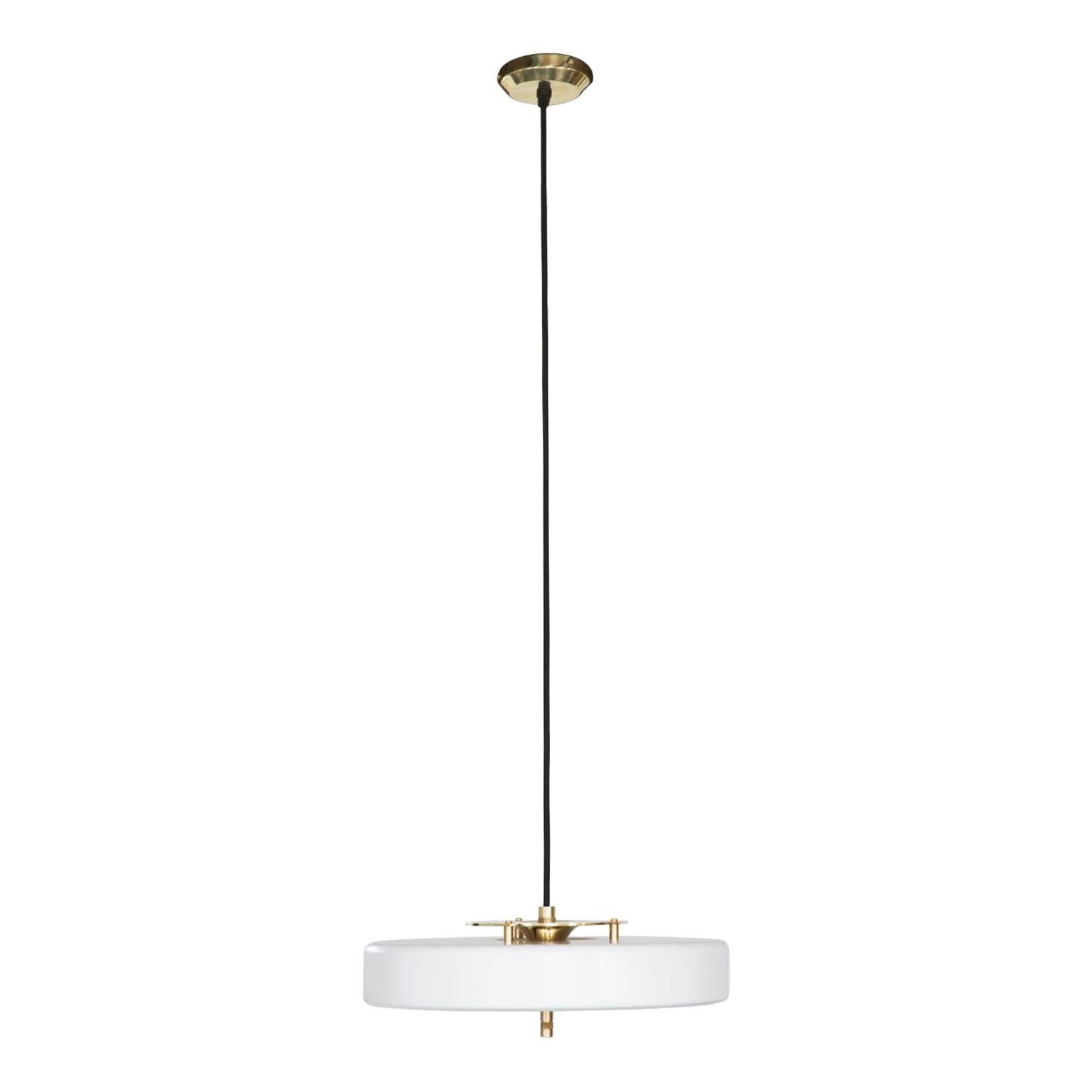 Revolve Pendant Light, Brushed Brass, Blue by Bert Frank For Sale at