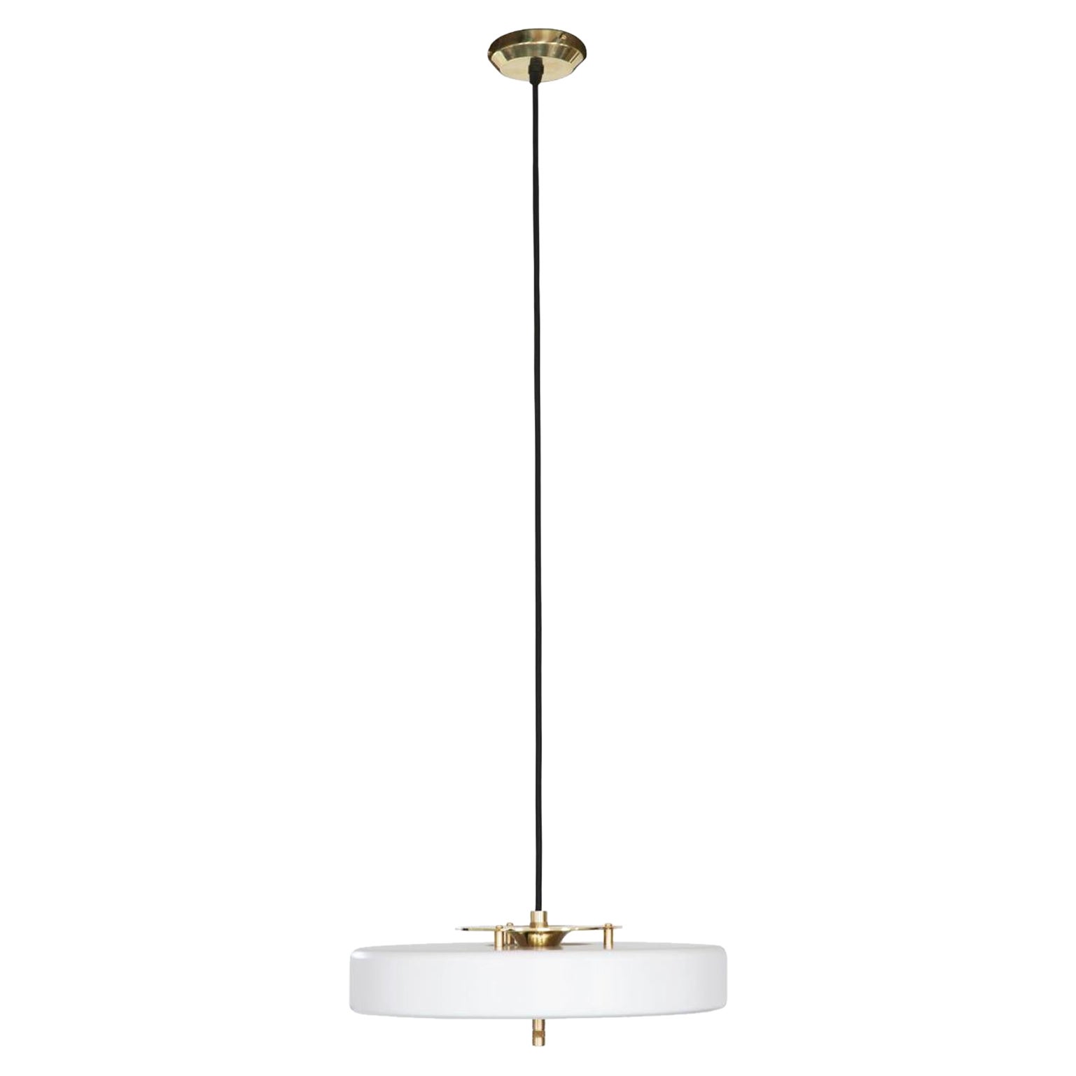 Lampe à suspension Revolve, laiton brossé blanc, de Bert Frank