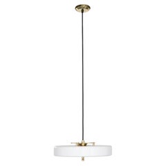 Lampe à suspension Revolve, laiton brossé blanc, de Bert Frank
