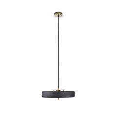 Lampe à suspension tourbillonnante, laiton poli, noir, de Bert Frank