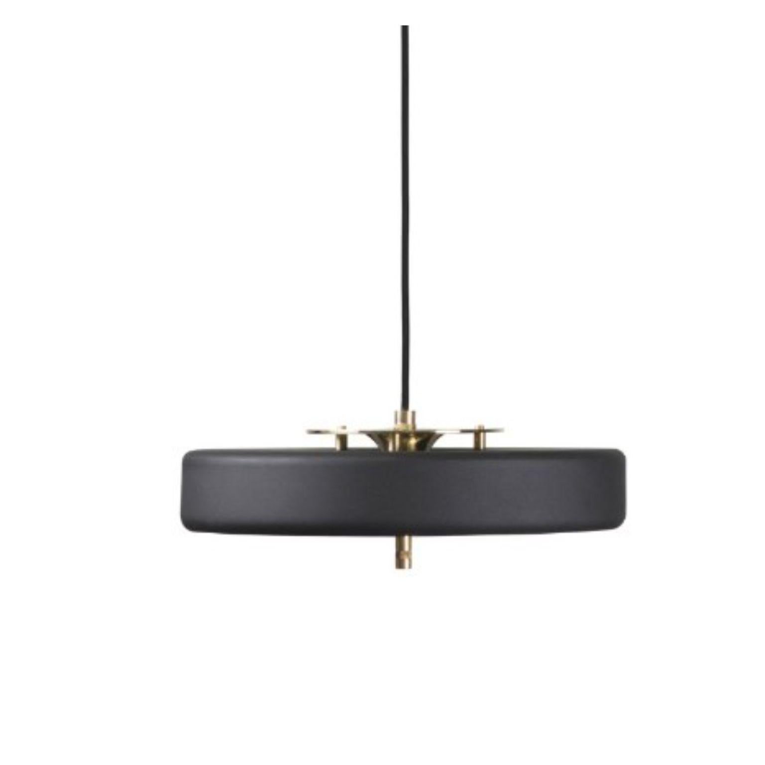 British Revolve Pendant Light, Polished Brass, Black by Bert Frank For Sale