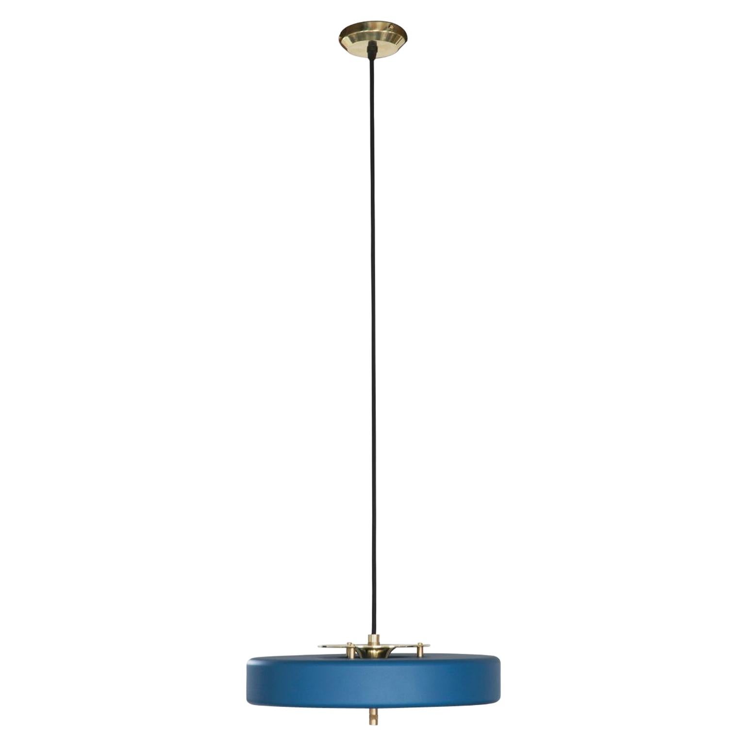 Revolve Pendant Light, Polished Brass, Blue by Bert Frank