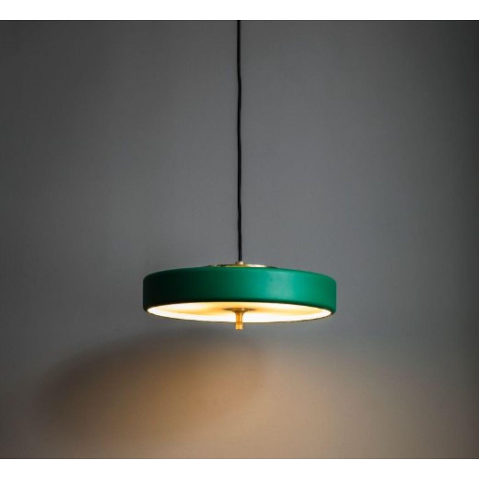 Revolve Pendant Light, Polished Brass, Green by Bert Frank For Sale 1