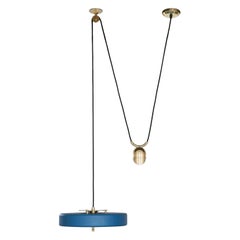 Lampada a sospensione Revolve Rise and Fall, ottone spazzolato, blu di Bert Frank