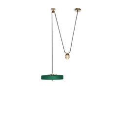 Revolve Rise and Fall Pendant Light, Brushed Brass, Green by Bert Frank