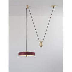 Revolve Rise and Fall Pendant Light, Brushed Brass, Oxblood by Bert Frank