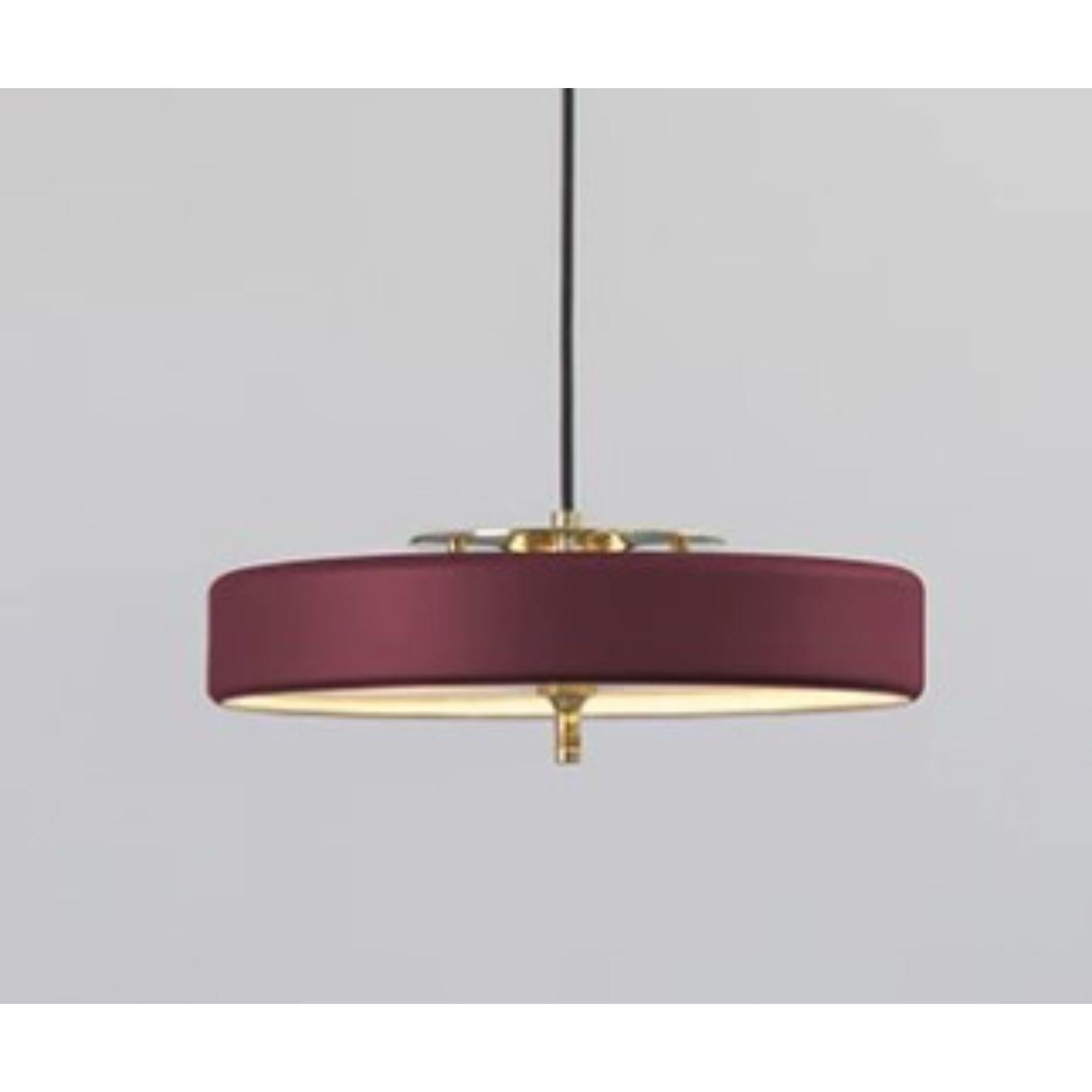 Contemporary Revolve Rise and Fall Pendant Light, Brushed Brass, Oxblood by Bert Frank For Sale