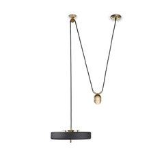 Revolve Rise and Fall Pendant Light, Polished Brass, Black by Bert Frank