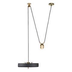 Revolve Rise and Fall Pendant Light, Polished Brass, Black by Bert Frank