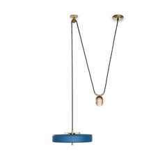 Revolve Rise and Fall Pendant Light, Polished Brass, Blue by Bert Frank