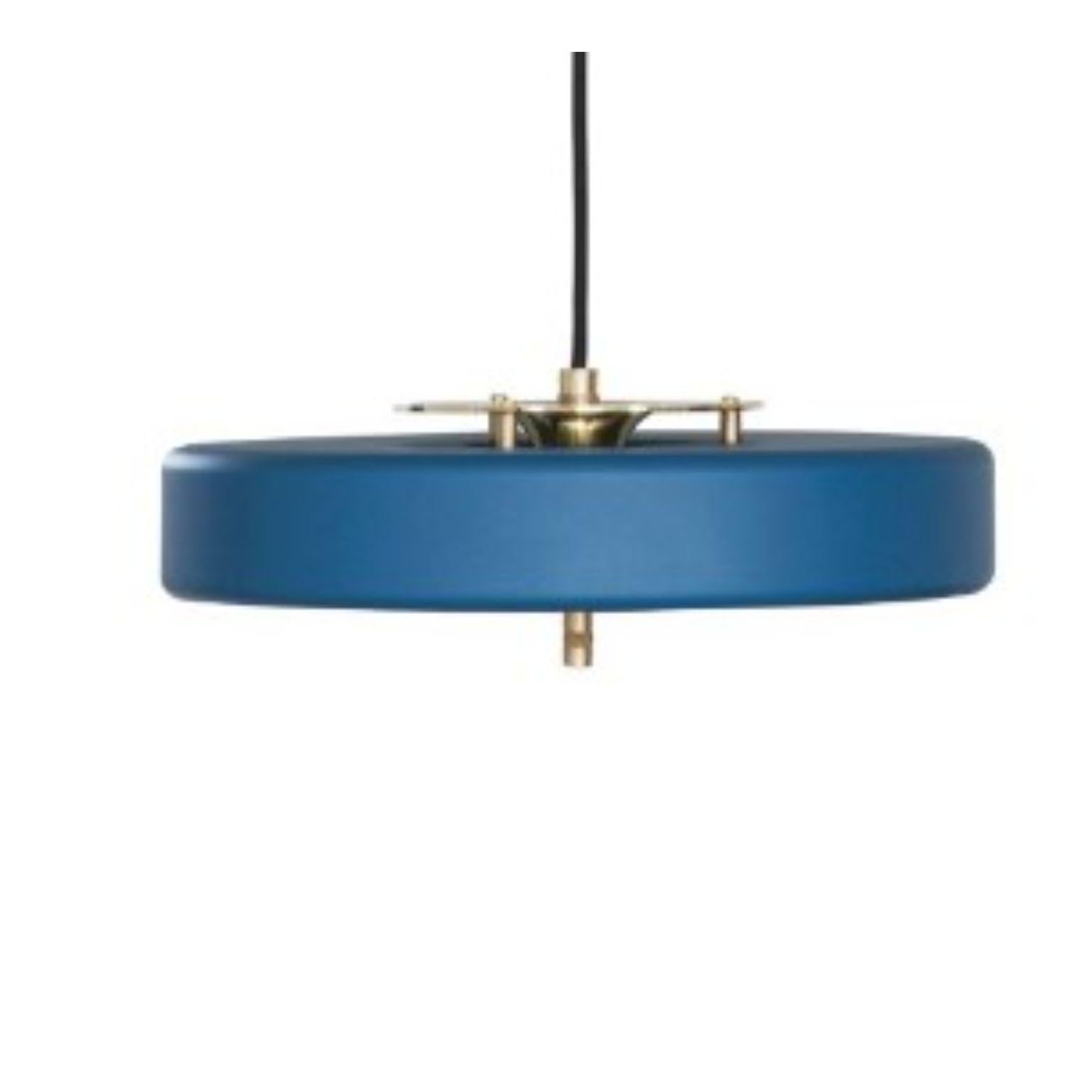 Contemporary Revolve Rise and Fall Pendant Light, Polished Brass, Blue by Bert Frank