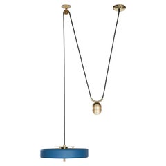 Revolve Rise and Fall Pendant Light, Polished Brass, Blue by Bert Frank