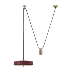 Revolve Rise and Fall Pendant Light, Polished Brass, Oxblood by Bert Frank
