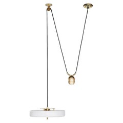 Lampe à suspension Rise and Fall Revolve en laiton poli, blanc, de Bert Frank