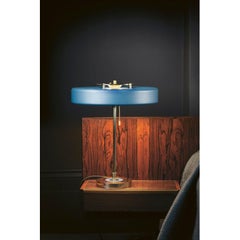 Lampe de bureau Revolve, laiton brossé, bleu, de Bert Frank