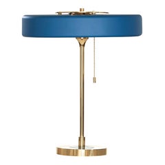 Lampada da tavolo Revolve, ottone spazzolato, blu di Bert Frank
