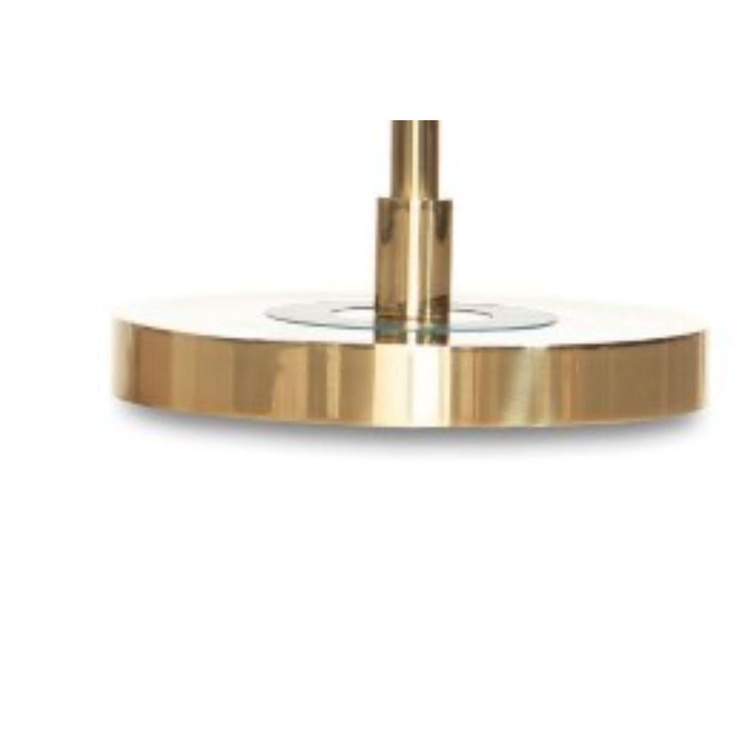 Contemporary Revolve Table Lamp, Brushed Brass, Green by Bert Frank