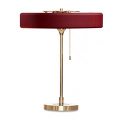 Revolve Table Lamp, Brushed Brass, Oxblood by Bert Frank