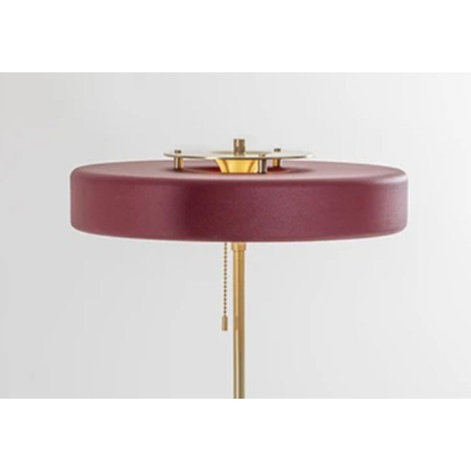 Modern Revolve Table Lamp, Brushed Brass, Oxblood by Bert Frank For Sale