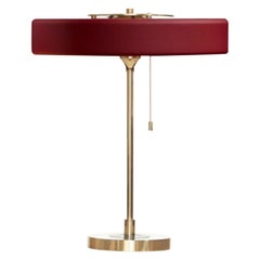 Revolve Table Lamp, Brushed Brass, Oxblood by Bert Frank