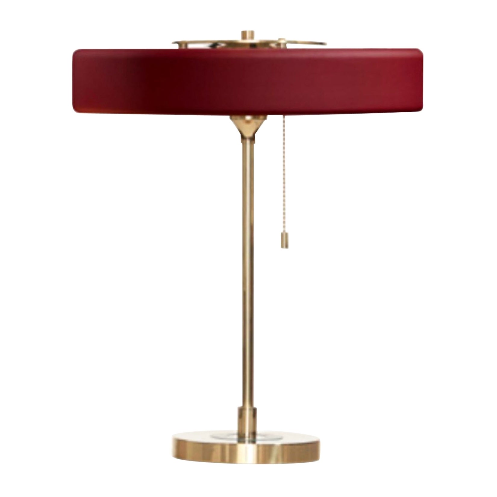 Revolve-Tischlampe, gebürstetes Messing, Ochsenblut von Bert Frank