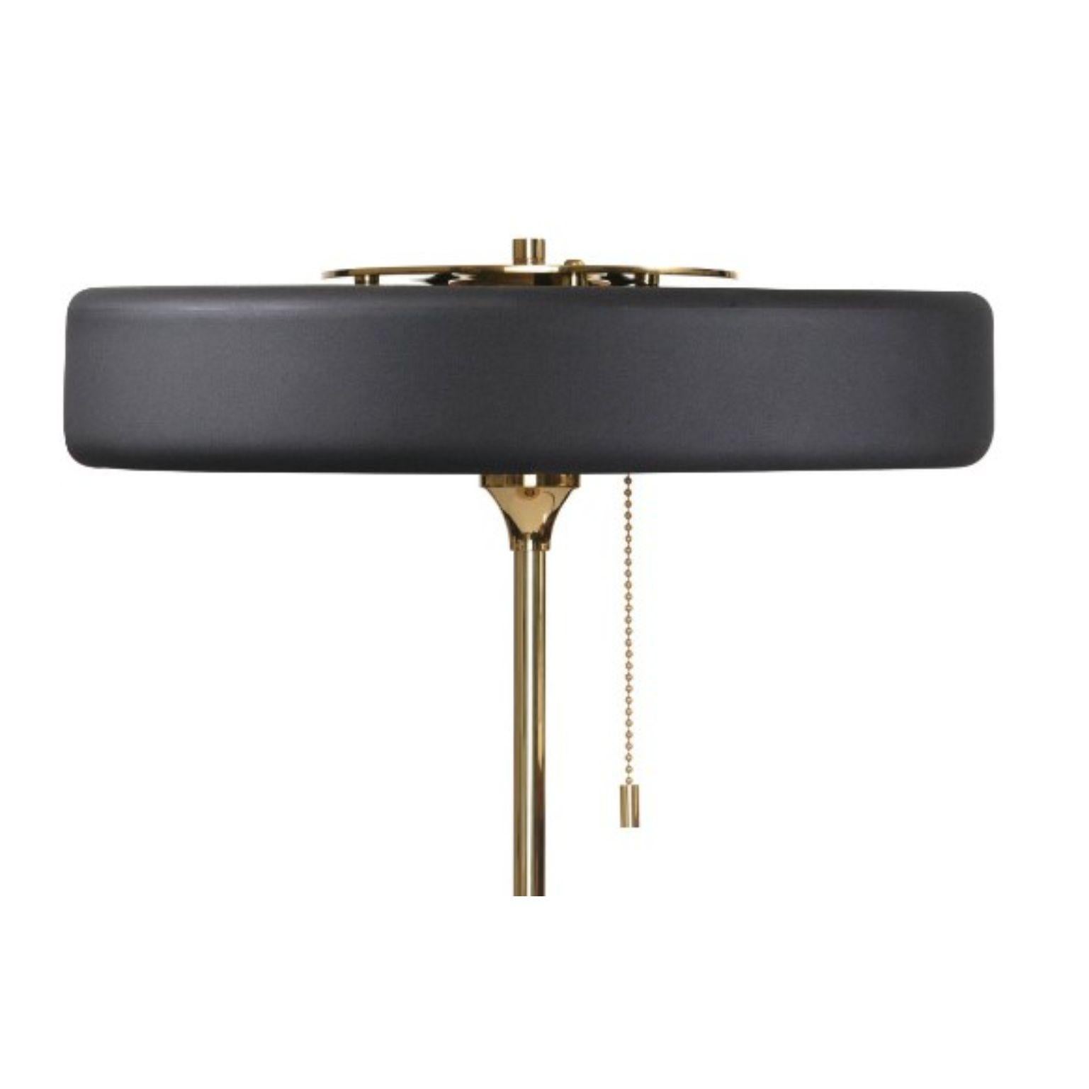 Modern Revolve Table Lamp, Polished Brass, Black by Bert Frank For Sale