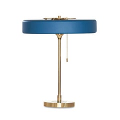 Lampe de bureau Revolve en laiton poli, bleue, par Bert Frank