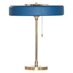 Revolve Table Lamp, Polished Brass, Blue by Bert Frank