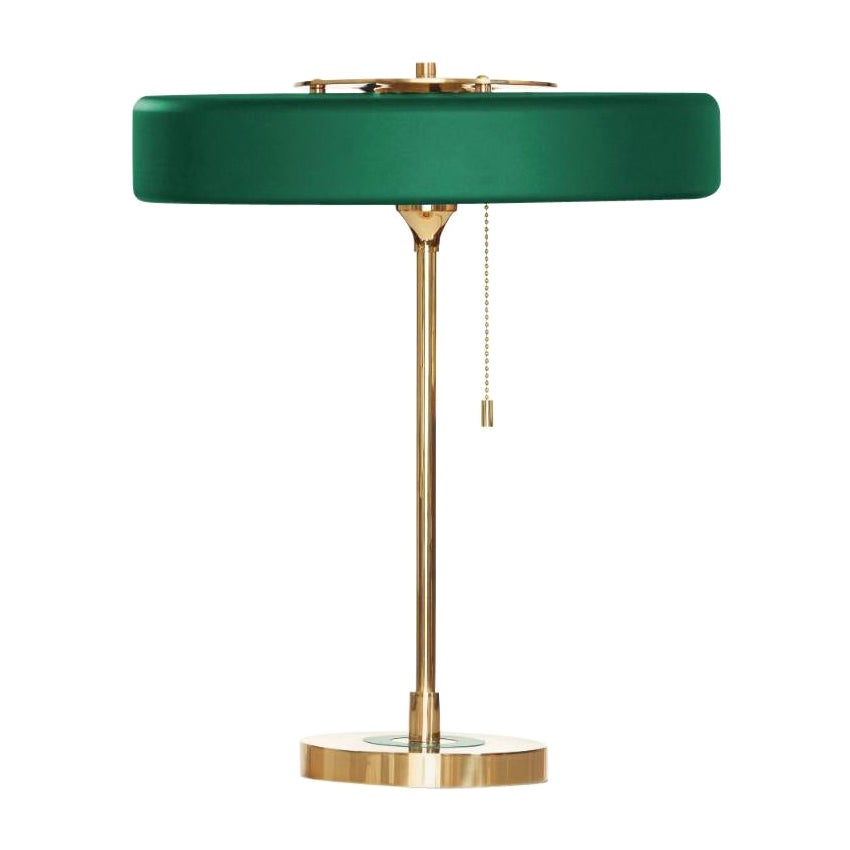 Lampada da tavolo Revolve, ottone lucidato, verde di Bert Frank